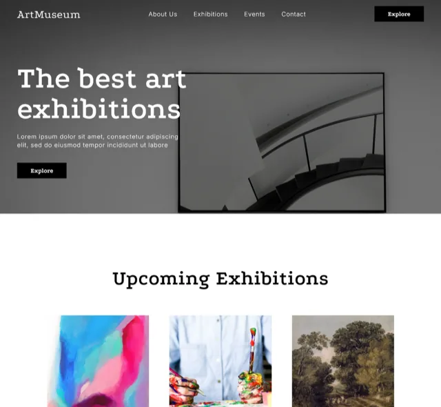 Museum template with exhibitions